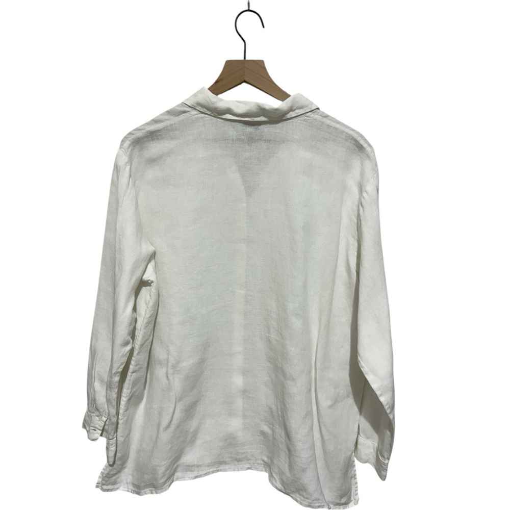 Eileen Fisher Handkerchief Linen Classic Collar Shirt Size L - Picture 3 of 10